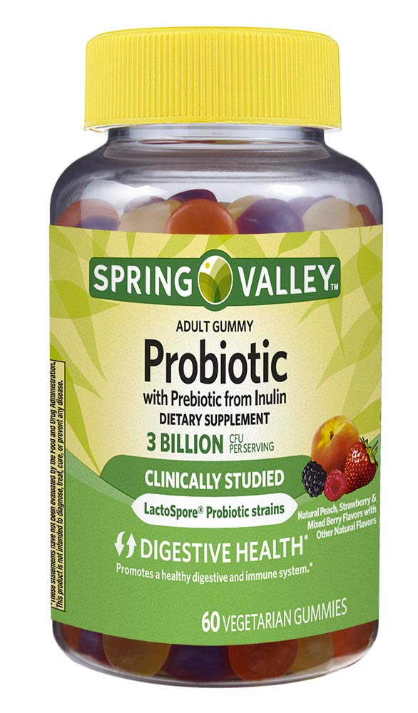 Spring Valley Adult Gummy Probiotic 3 Billion & Prebiotic, Fruit, 60 Gummies (7592945549550)